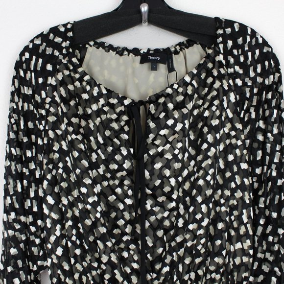 NWT Theory Silk Blend Tie-Neck Dress | Flowy for Brunch, Travel & Events - Picture 7 of 15